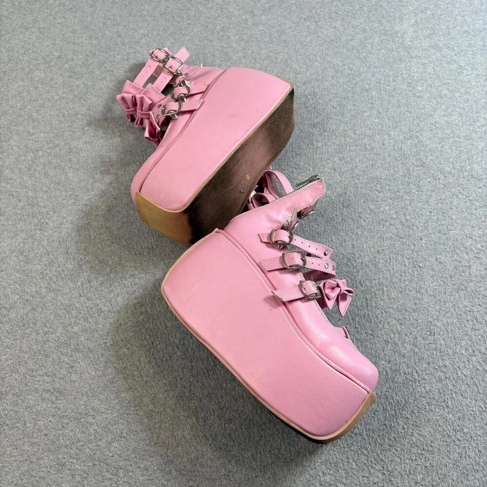Demonia Violet 45 Shoes Womens Size 8.5 Platform Goth Bow Buckle Straps Kawaii